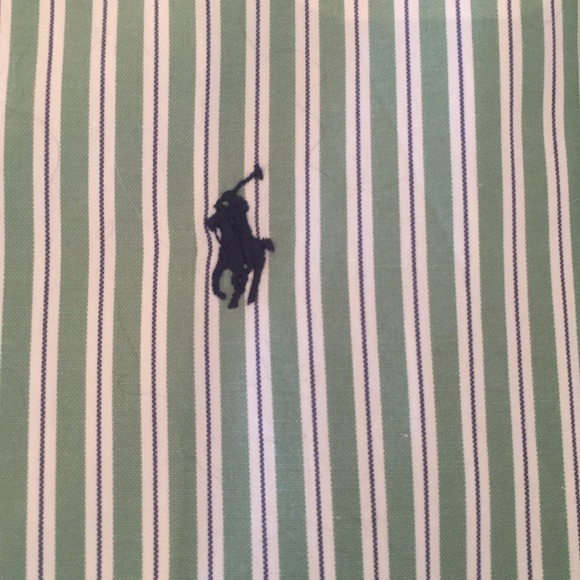 🦊 Ralph Lauren LS green & blue stripe. 16.5 36/37 - Picture 3 of 4